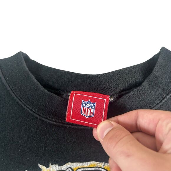 Vintage Pittsburgh Steelers Crewneck Men’s XXL Black Big Graphic Logo NFL Y2K - Picture 3 of 10